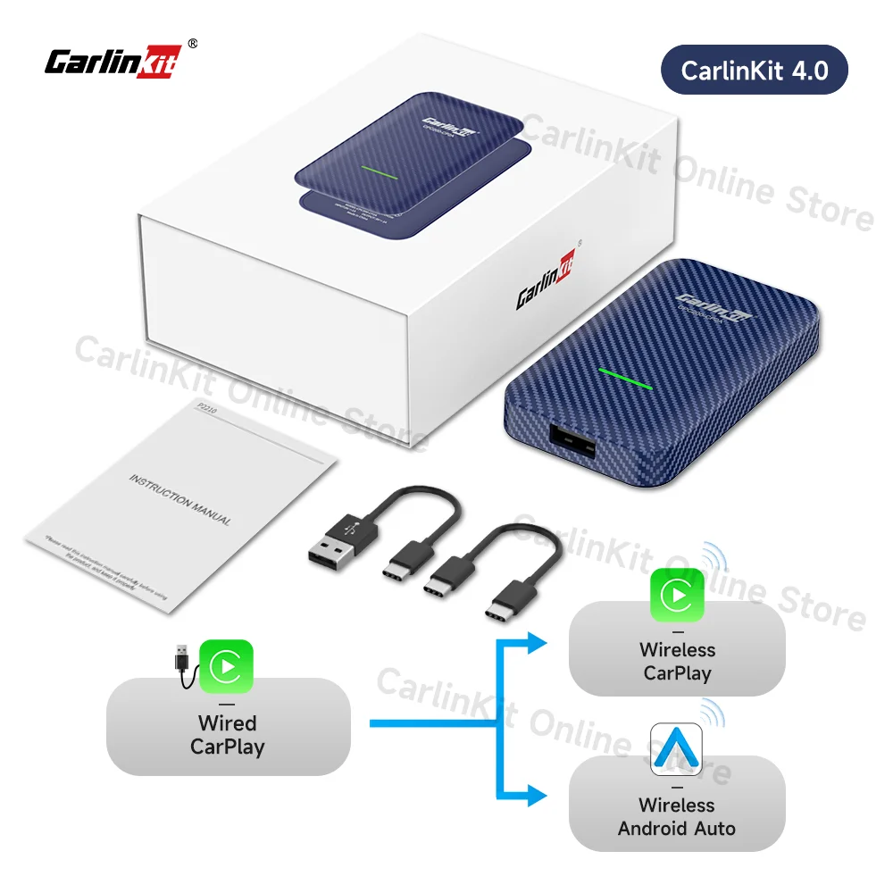 Carlinkit 4.0 CarPlay Draadloze Android Auto Bedraad naar Draadloze Adapter voor Vw Skoda Toyota Peugeot Kia Mazda IPhone Android Telefoon