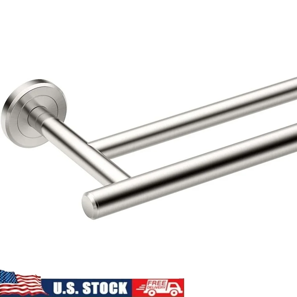 

High Quality 24 Inch Double Towel Bar Handcrafted Metal Concealed Set Screws Easy Mounting Brushed Finish Durable Bathroom