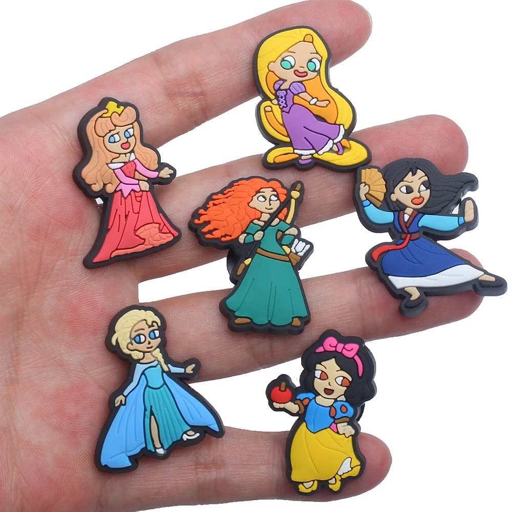 8-27pcs/set Disney Mermaid Princess series for Cartoon Shoe Charms Accessories Fit Shoes/Wristbands Classic Clog Kids Gifts