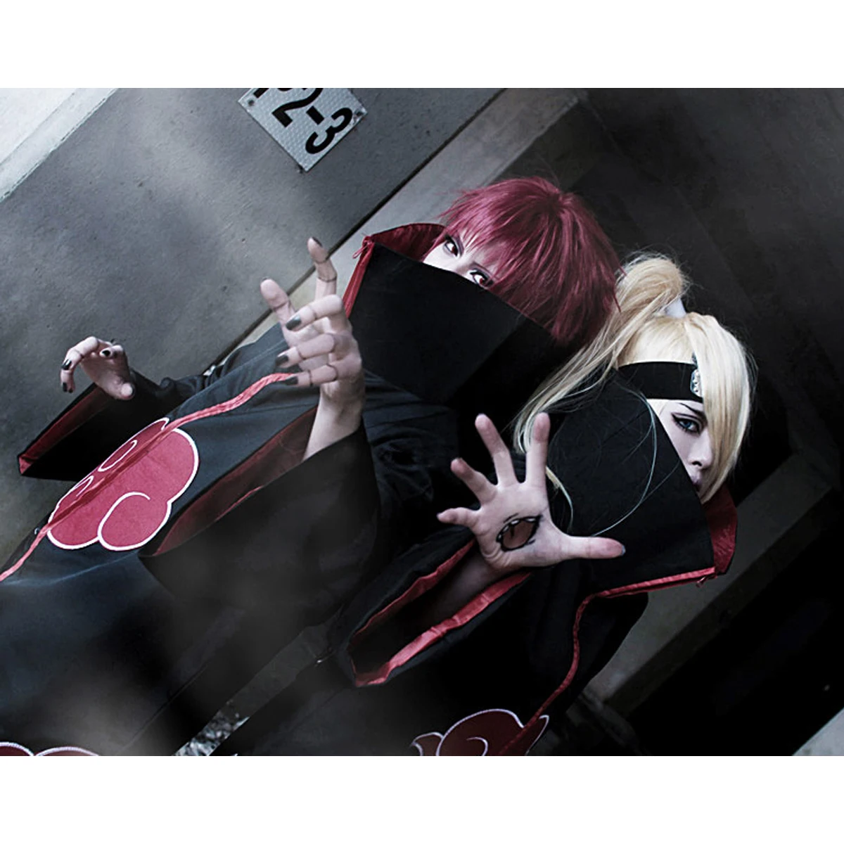 عباءة Akatsuki Uchiha ltachi للأطفال والكبار رداء أسود طويل زي الهالوين التنكري مع الملحقات