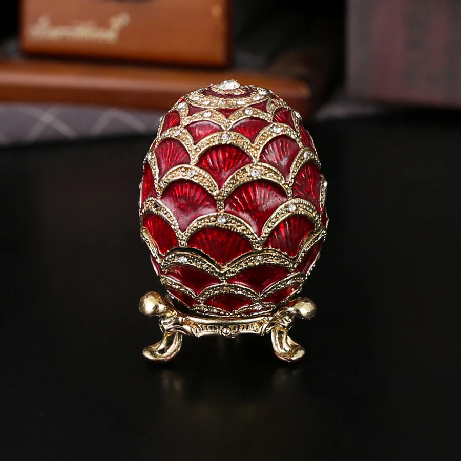 

Vintage Easter Egg Shaped Jewelry Organizer - Decorative Trinket Box for Ring And Earring Storage - Home Decor Accessory