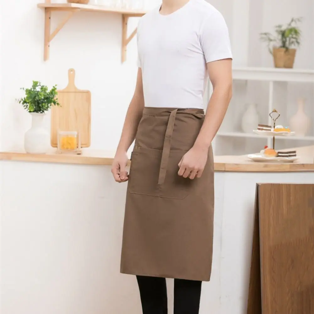 Antifouling halve schort Verstelbaar vetersluiting Ontwerp Ober Taille Schort met zakken Duurzaam Chef Uniform Restaurant