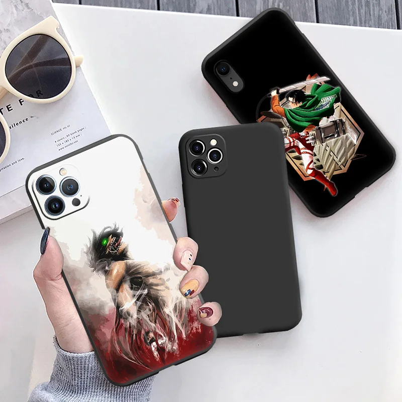 Black Soft Phone Case for Apple iphone 16 15 14 13 12 Mini XS 11 Pro Max XR 7 8 Plus X 16ProMax Attack on Titan MIKASA Cover image 3