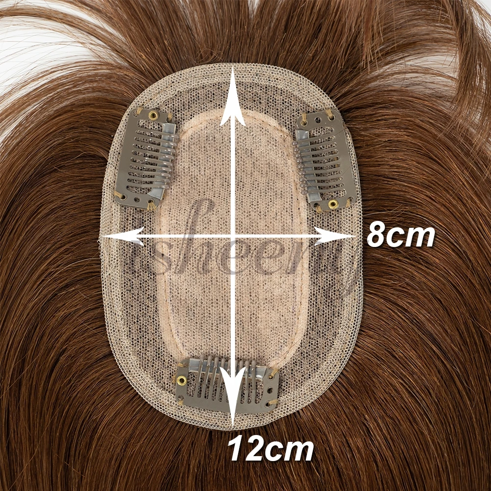 Nature Straight Human Hair Toppers White Thin Clips In Topper Natural Scalp Top to Hide Bald or White Hair For Women 8x12cm