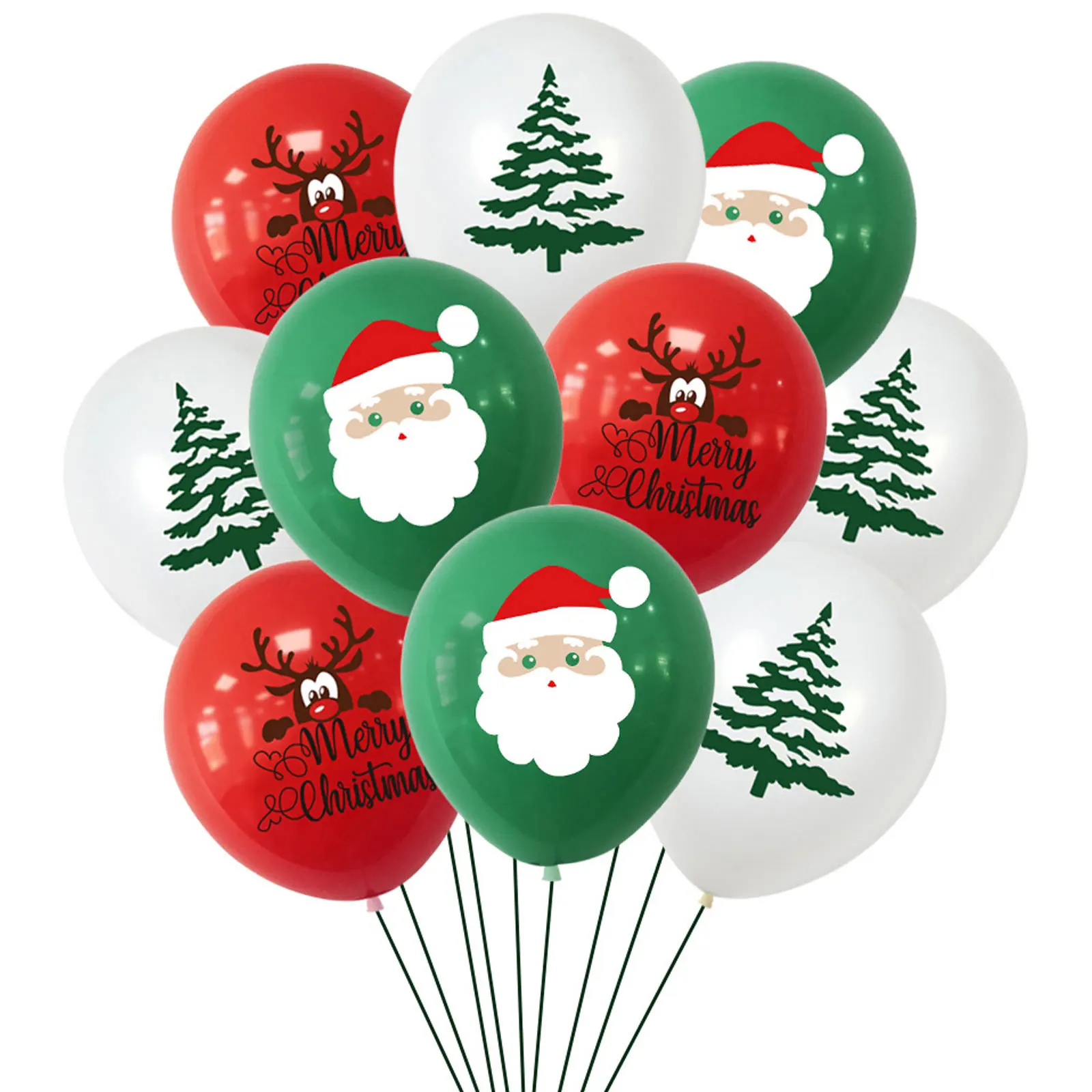 

20PCS Christmas Balloon Set 12inch Santa Claus Reindeer Xmas Tree Latex Balloons for Home Office Party Decorations