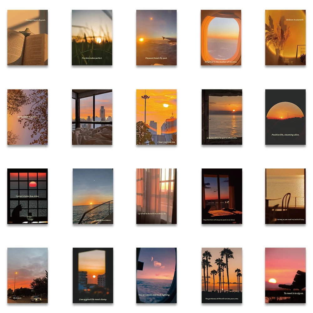 60pcs Beautiful Sunset Aesthetic Stickers For Luggage Laptop Guitar Phone Waterproof Graffiti Skateboard Bicycle Decals