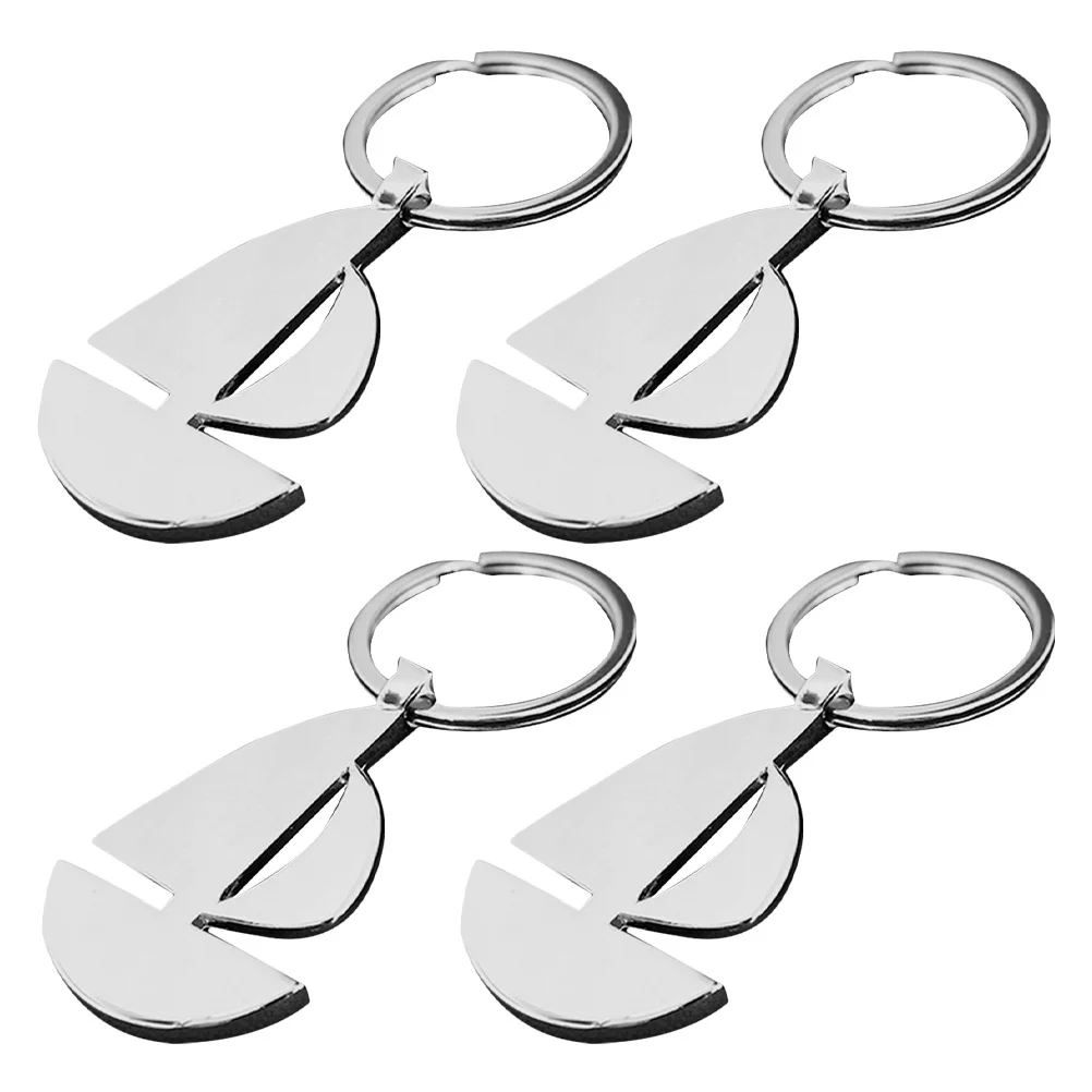 

4Pcs Sailboat Keychain Metal Nautical Key Ring for Boating Sailing Lovers Creative Keychain for Men Waterproof Floating Key