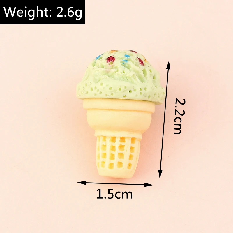 Leslie 10 Stück süße 3D Mini Lebensmittel Harz Eistüte Charms Anhänger für DIY Schmuckherstellung Zubehör Ohrring Halskette Handwerk – Detail 13