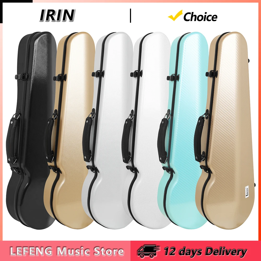 IRIN VB-115 1/2 Violin Case Lightweight Carbon Fiber Fiddle Case with Hygrometer Adjustable Strap String Instrument Accessories
