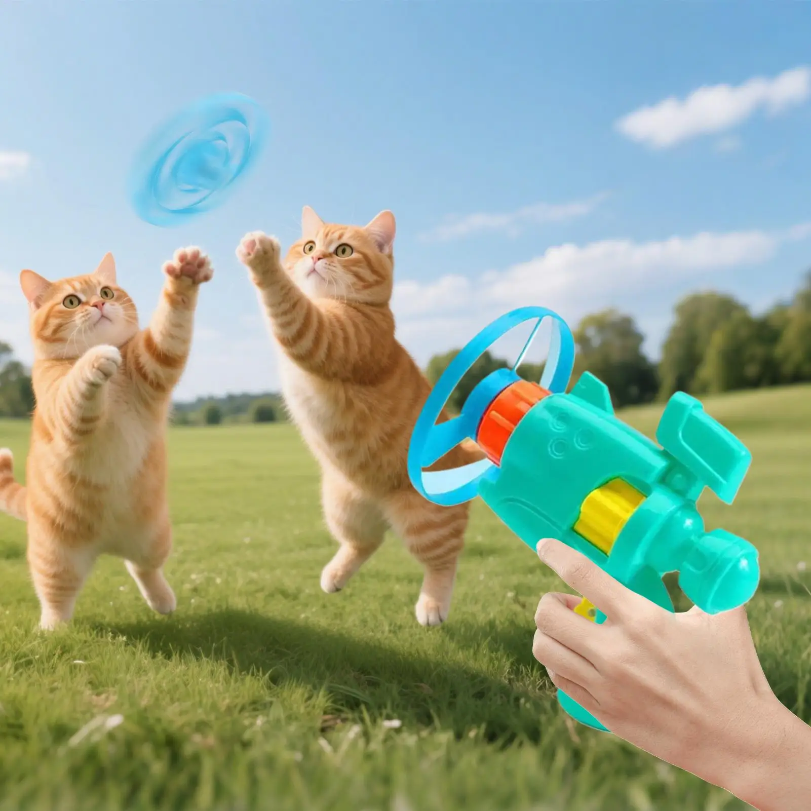 Random Color Flying Spinner Toy Flying Saucer Shooter for Pet Light-Up Interactive Pet Toy for Patio Beach Garden Outdoors Lawn