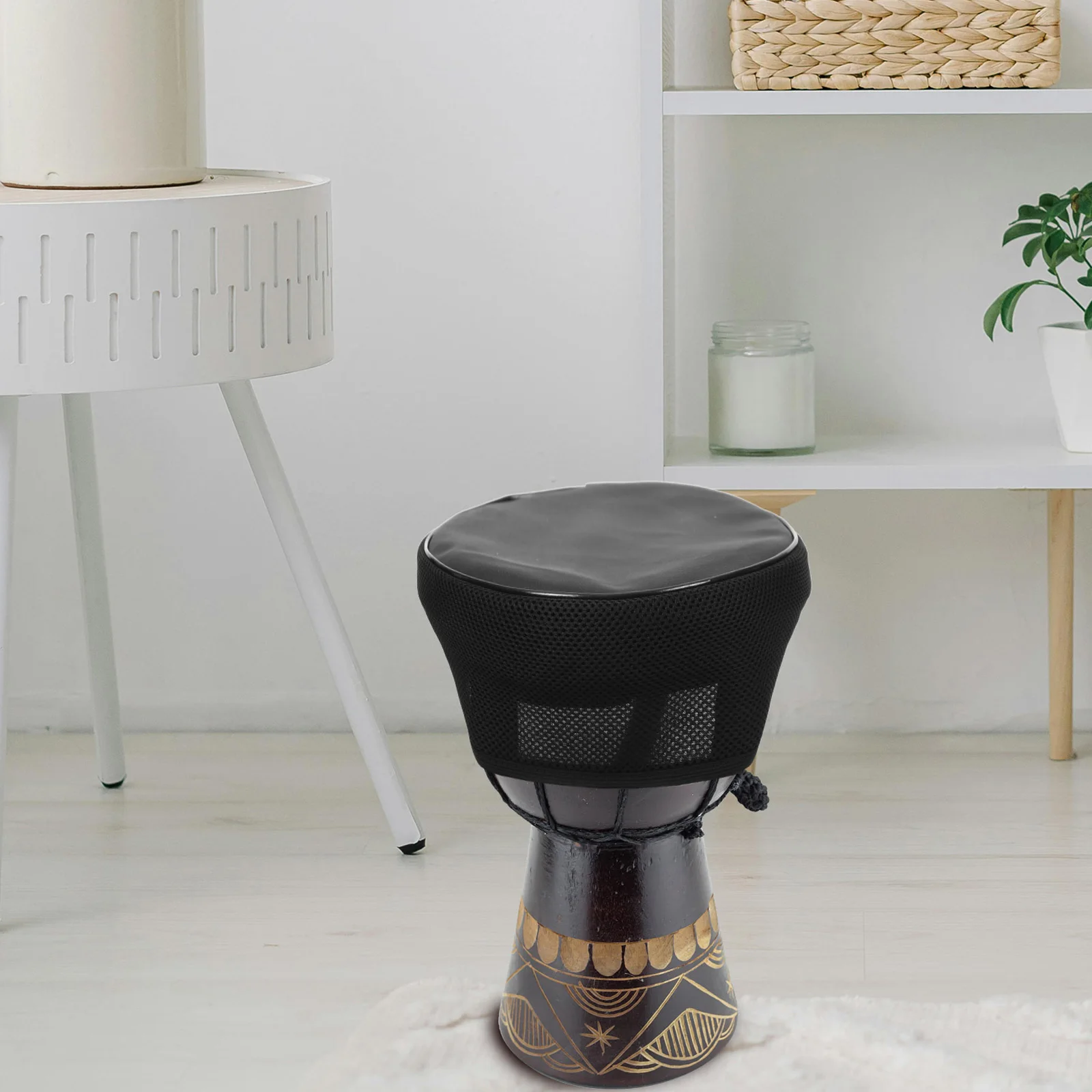

12 Inch African Drum Hat Protective Cap Soundproof Durable Oxford Cloth Black Accessories Reusable Washable Drum Cover