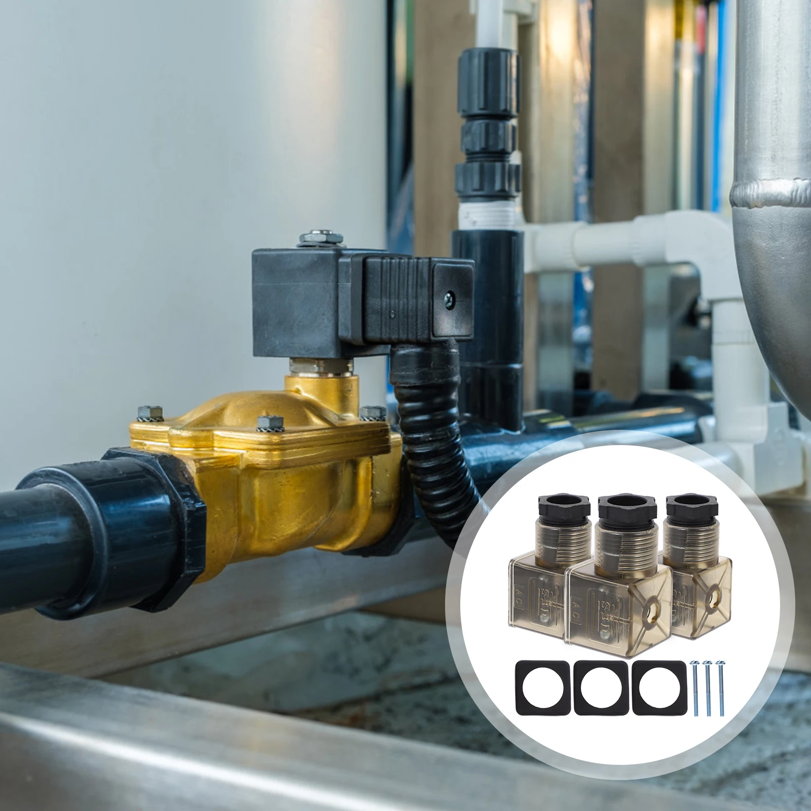 

3pcs LED Brown Lighted Junction Box Solenoid Connector Rubber Indicator Din 43650 Hydraulic Plug Valve Parts Sturdy