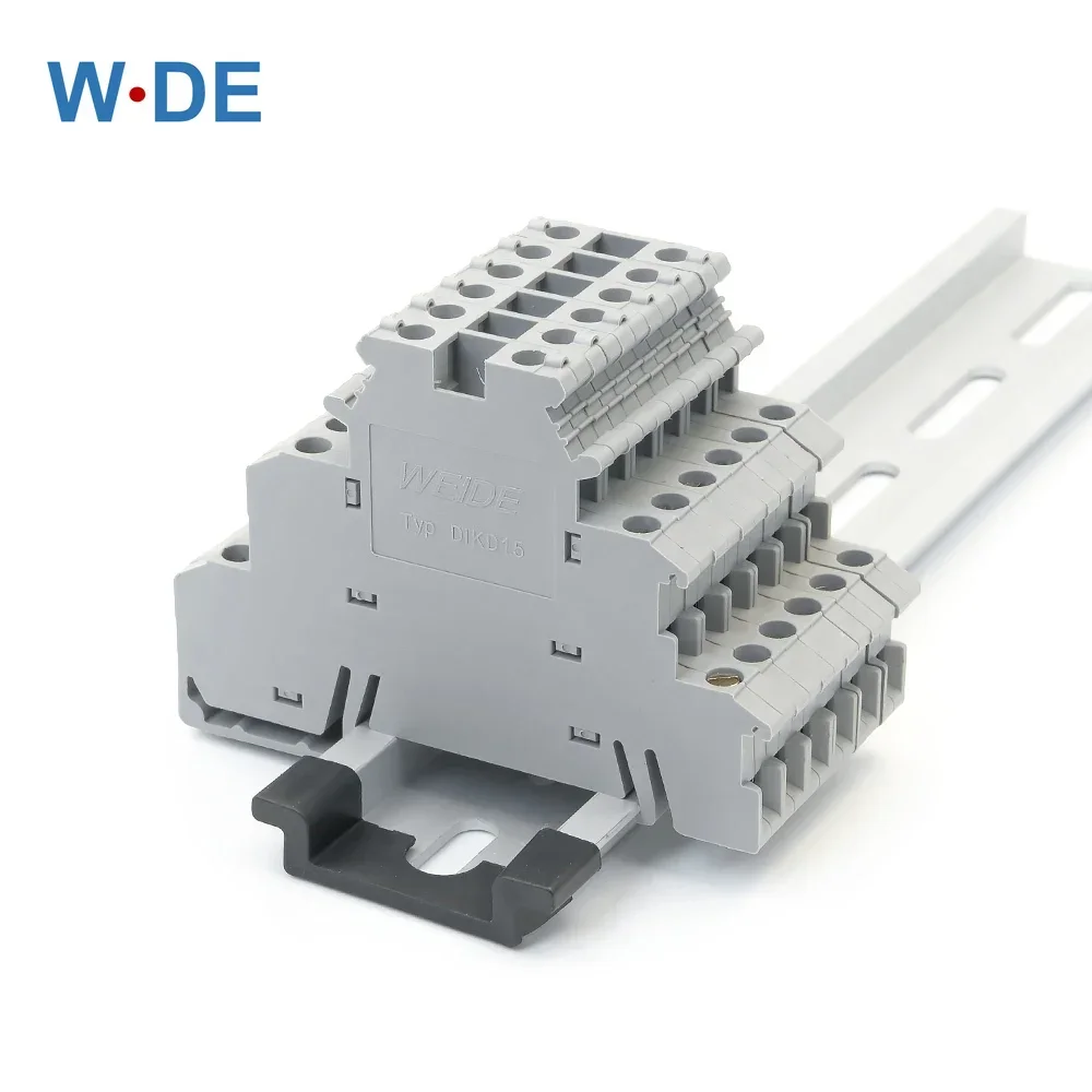 DIKD-1.5 Din Rail Terminal Block Three Layer 3 Level Sensor Actuator Triple Wire Connector DIKD1.5 Wire Conductor 10Pcs