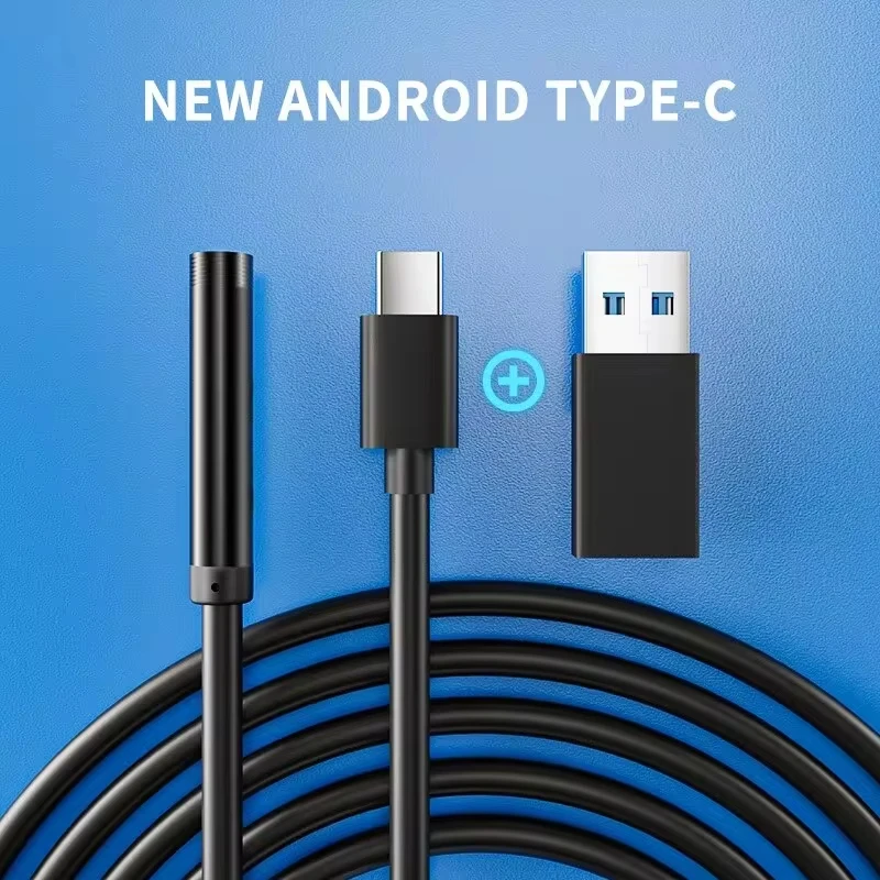 Cámara endoscópica de TYPE-C de 7,0 MM IP67 impermeable LED ajustable USB Android cámaras boroscopio de inspección Flexible para teléfono inteligente PC