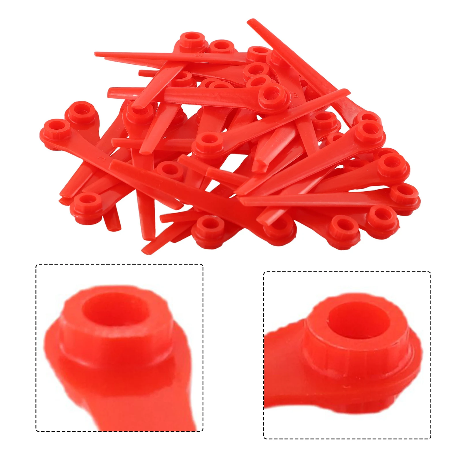 100pcs Grass Trimmer Plastic Blade Brush Cutter Head Blade Red Replacement Blade For Garden Lawn Mower Battery Trimmer Accessory