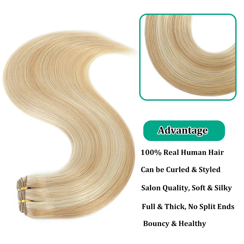 Factory Supply Straight Remy Hair Extensions Flat Double Weft 100% Human Hair Weave 100G Bunlde Pre Colored Malaysian Hair