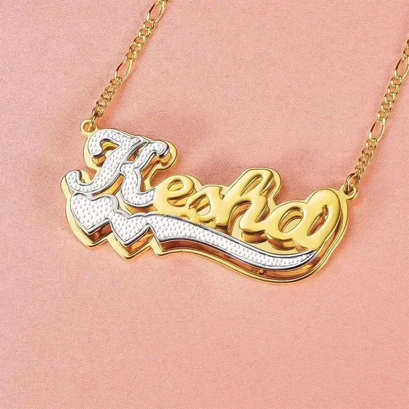 

DHQH2025 New Wholesale Customized Name 3D Stainless Steel Necklace Personalized Letter Commemorative Necklace Holiday Gift
