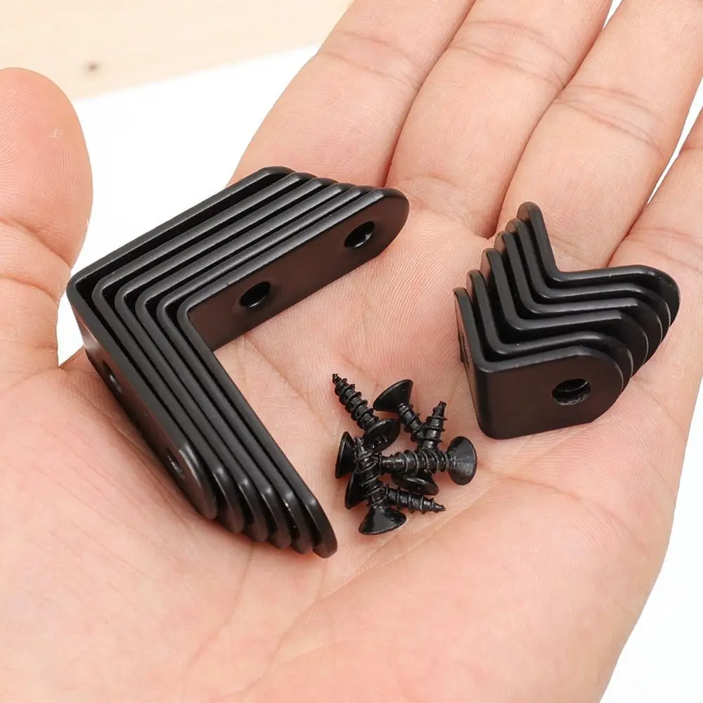 10Sets Cabinet Screens Wall Angle Bracket Furniture Fastener 90 Degree Right Angle Corner Brace Joint L Shape with Screws