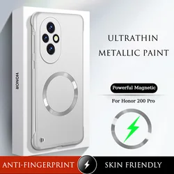 Ultrathin Metallic Paint Frameless Case For Honor 300 200 100 Pro Magnetic Wireless Charge Anti-fingerprint Cover Hard Shell