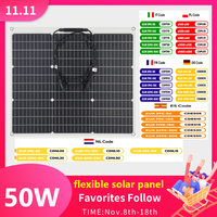 PowMr Portable 60W/50W/40W/20W  Flexible Solar Panel Waterproof Outdoor Solar Panel Kits Complete Charge Camping Boat Power Bank