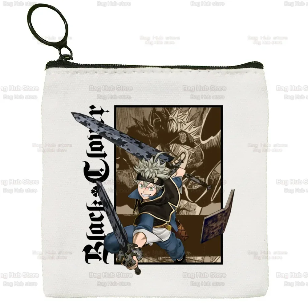 Yami Asta Anime monedero de lona con logotipo personalizado, bolsa de almacenamiento, trébol negro, monedero para llaves, nuevo