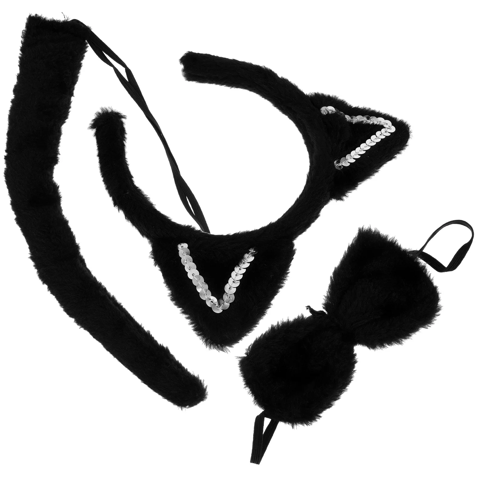 1 set Cat Ear Headband With Tail Set Cute Hair Decor For Women Party Cosplay Halloween Festival Photo Props Accessory