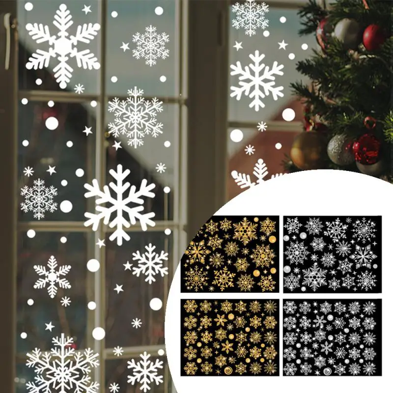 אפקט נצנצים מושלגים אלקטרוסטטיים קיר מדבקת חג המולד ילדים תפאורה חלון זכוכית בית קישוט טפט שנה חדש