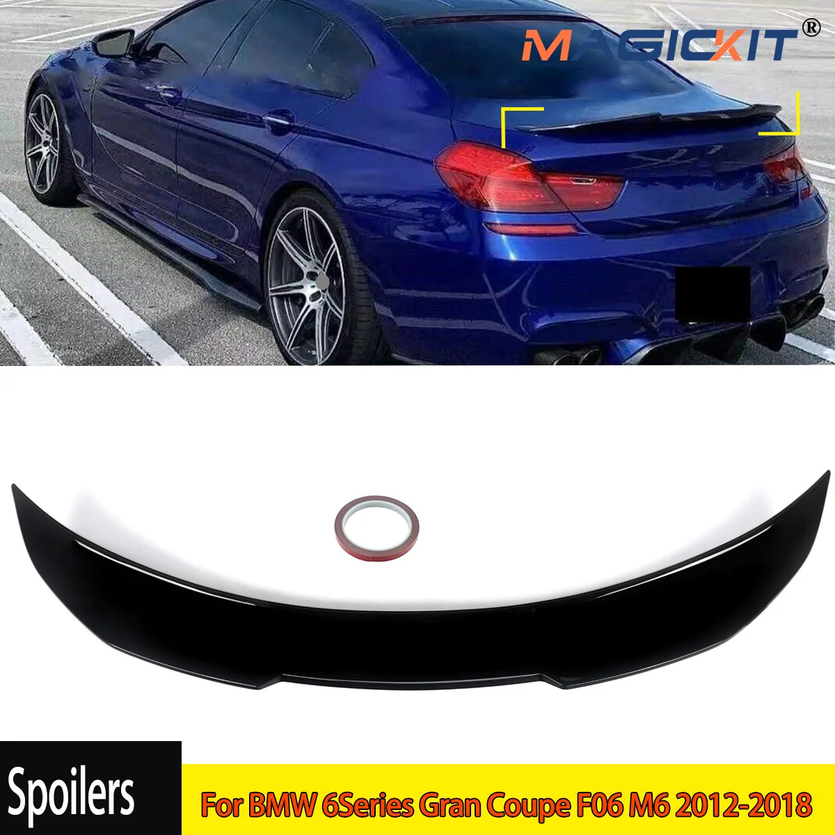 

For 12-18 BMW 6Series Gran Coupe F06 M6 PSM Style Rear Trunk Spoiler Gloss Black