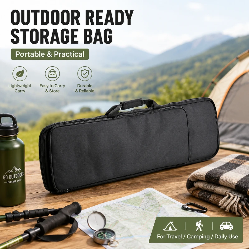 Lightweight Portable Long Carrying Bag Dual Use Hand & Shoulder Bag Oxford Material Outdoor Stuff Organizer Pouch