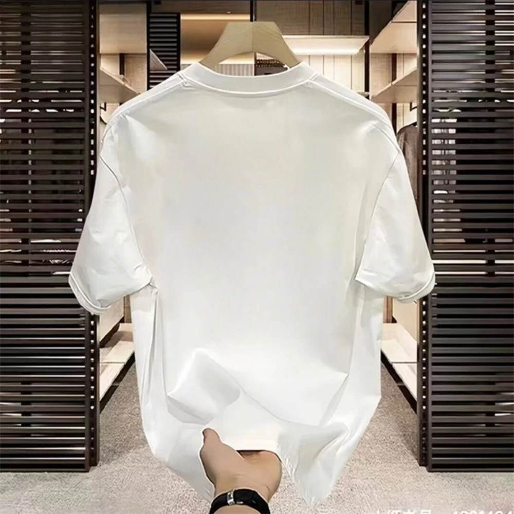 2025 Gioca alla chitarra Illustrazione T-shirt Donna Manica corta congiunta Allentata di grandi dimensioni Coppia Outfit Heart Life Mezza manica ins