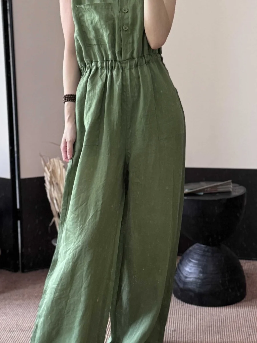 

Новый летний льняной лоскутный цвет большого размера, художественный женский комплект Faion, повседневные длинные брюки с высокой талией, ort Sve