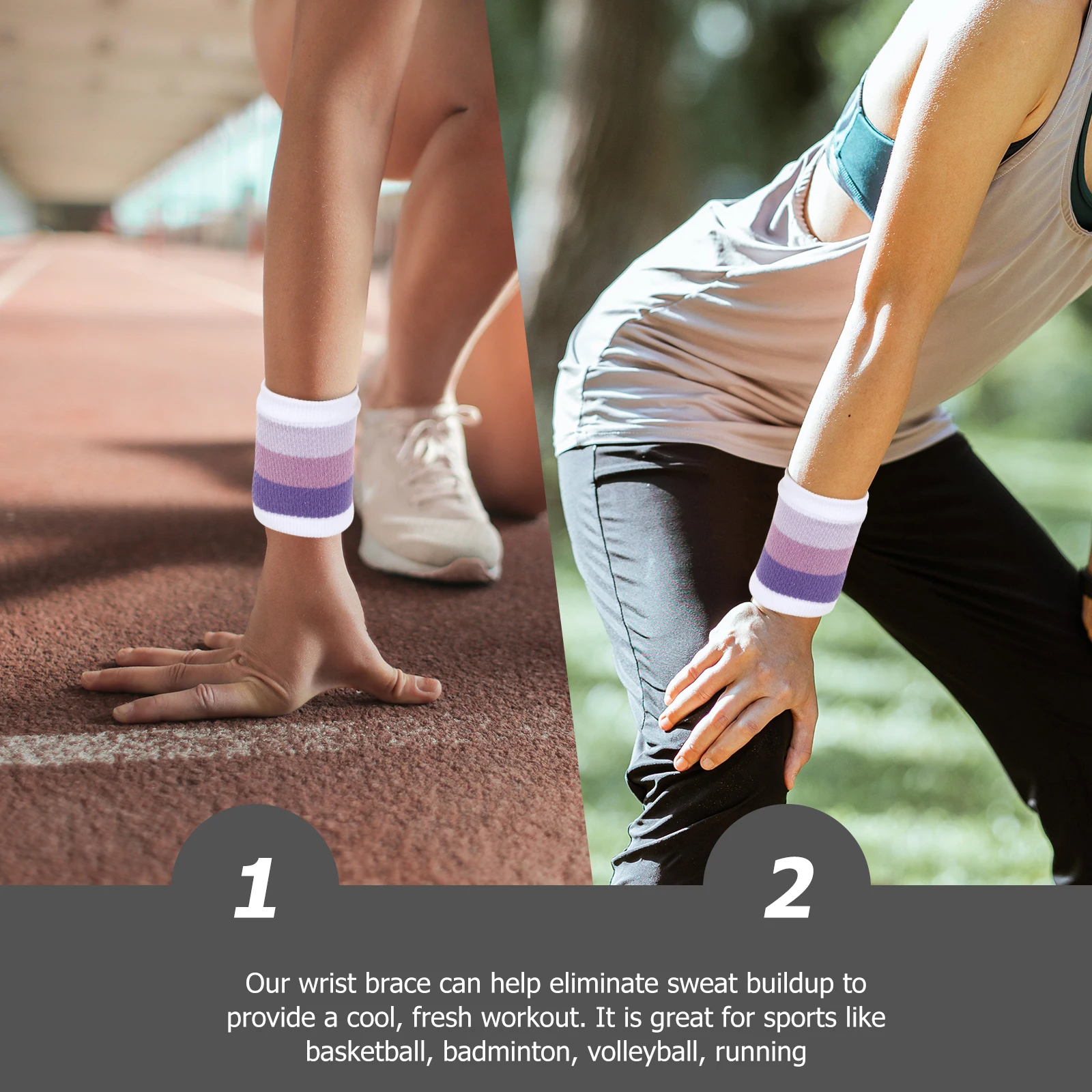 

Sweat Band Sweat-absorbing Wrist Guard Straps Compression Purple Protective Wristband Men Women Bands