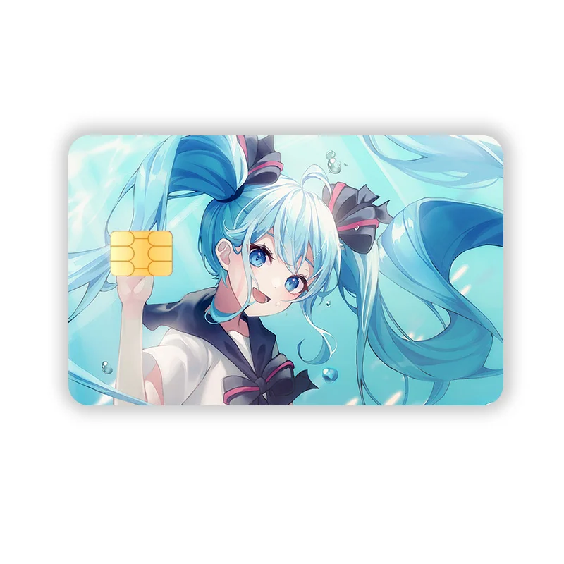 Film de protection pour carte de débit et de charge bancaire, autocollant imperméable Kawaii, Hatsune ku Cartoon, autocollants de peau de carte de crédit, décoration