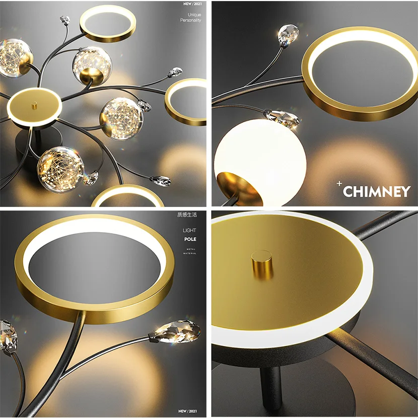 SANDYHA 2022 New Ceiling Lamp Stars Glass Ball Crystal Chandelier for Living Dining Bedroom Home Decor Pendant Lighting Fixtures
