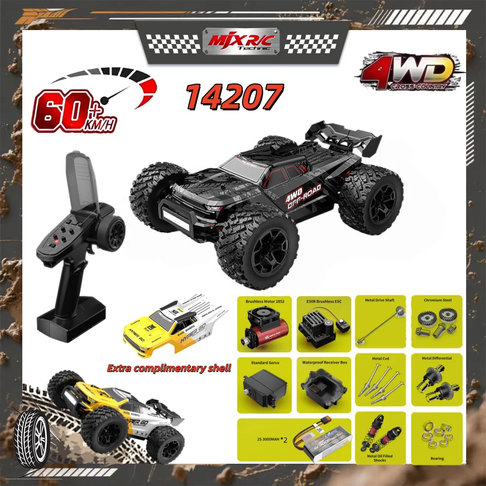 

New Hyper Go MJX 1:14 14207 Monster Truck brushless high speed drifting Rc Car 4WD Wheel Model Gift Set for adult and children
