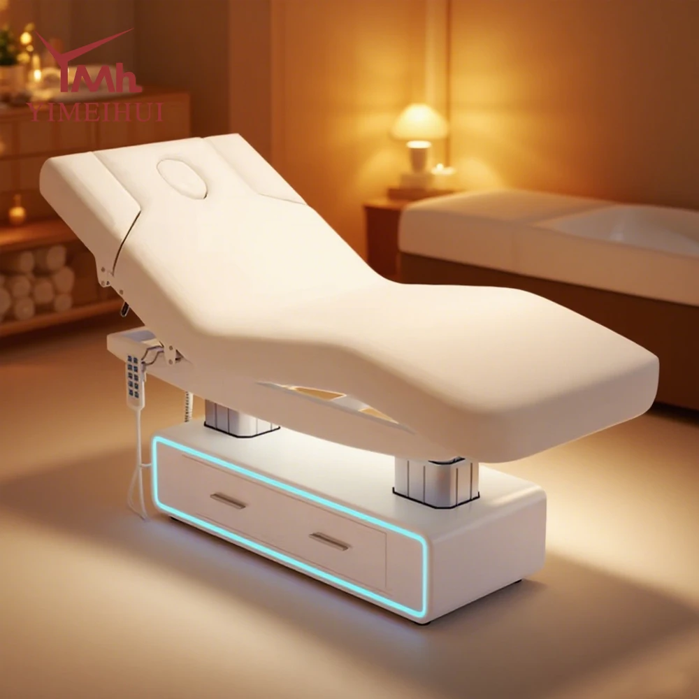 

Luxury 4 motors electric beauty chairs facial salon spa massage bed with aesthetic design esthetician bed