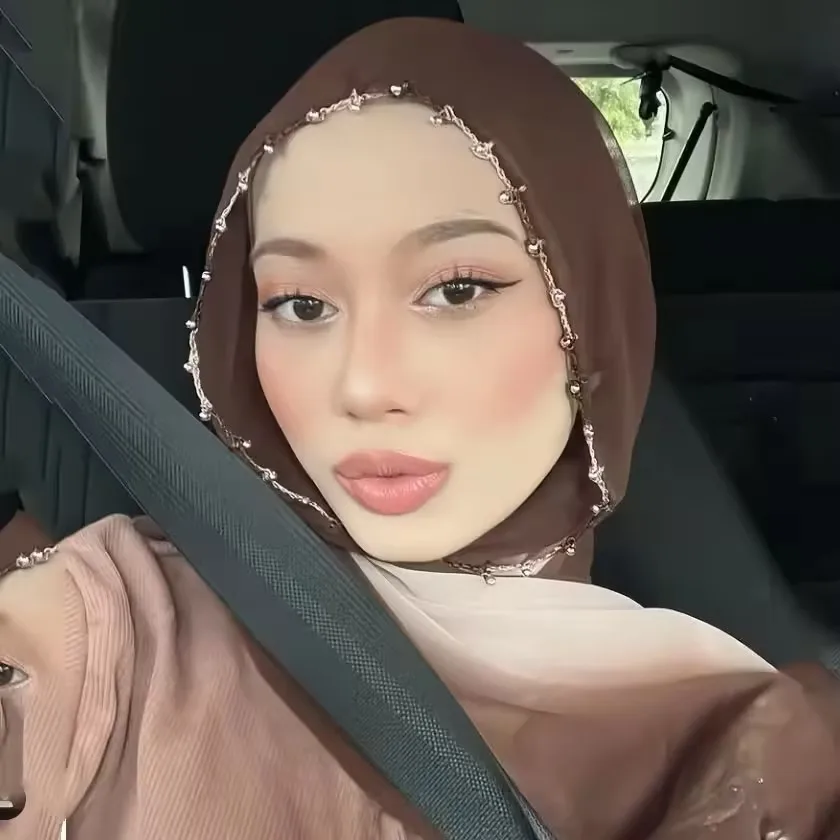 

Модный шифоновый шарф премиум-класса, женский хиджаб, мусульманский хиджаб, шаль, металлическая цепочка из бисера, длинная шаль, исламский тюрбан, повязка на голову в честь Рамадана, шарфы