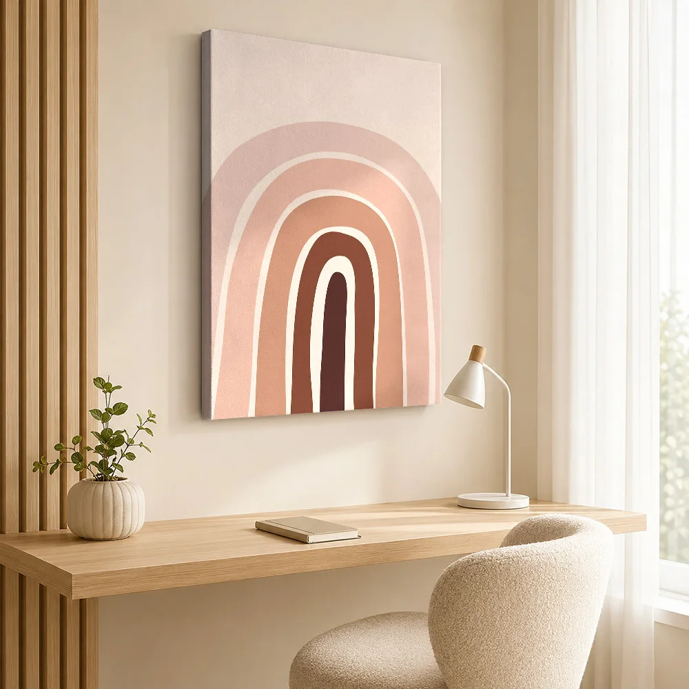 Neutral Rainbow Arches Canvas Print Personalized Photo Geometric Wall Art For Modern Apartment Lounge, Interior Stylist Gift
