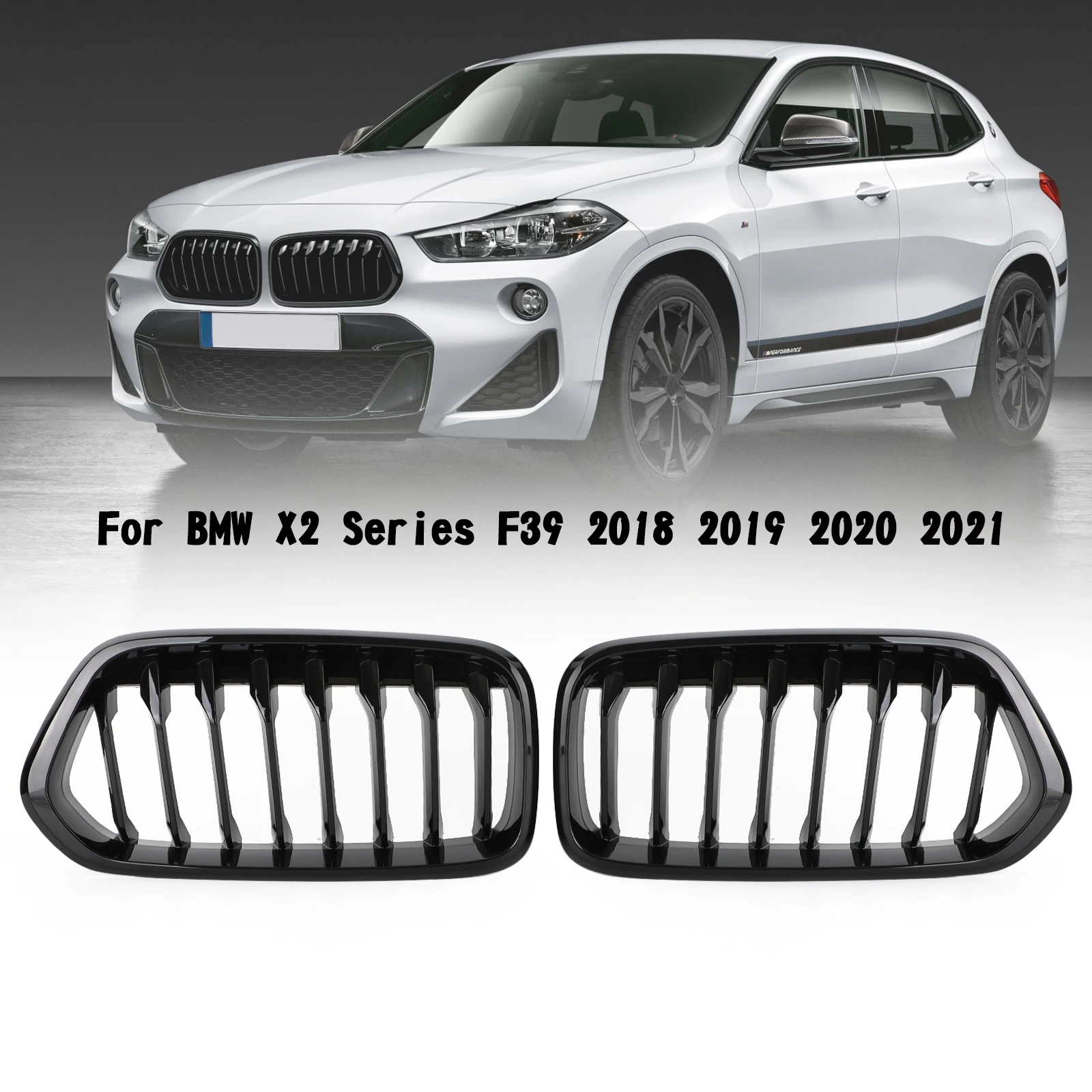 Artudatech Gloss Black Front Bumper Grille Grill For BMW X2 Series F39 2018-2023