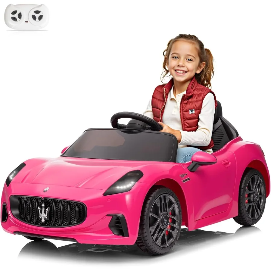 Carro de passeio de 12V, carro elétrico Maserati licenciado para crianças com controle remoto, carro de bateria para crianças com Bluetooth, 3 velocidades, LE