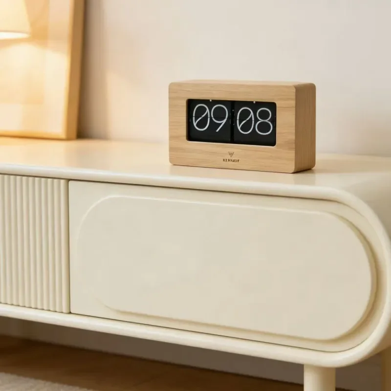 Nordic Wooden Flip Clock Creative Desktop Pendulum Timepiece Simple Home Decor Art Ornament Modern Table Clock for Living