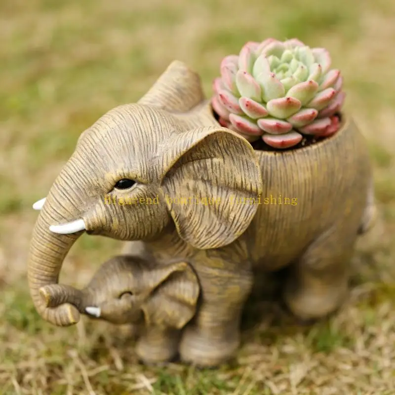 L9NB Elephant Decorative Flower Pot Funny Elephant Garden Decoration