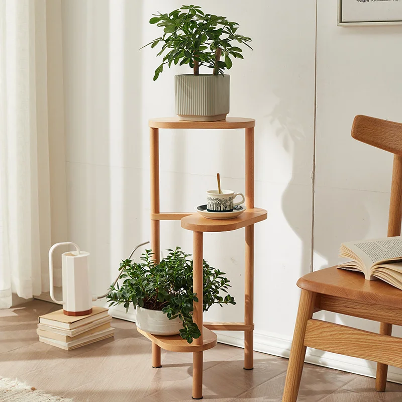  Nordic Modern  Flowers Beech Plant Shelves Multi-Layer Structure Stable Load-Bearing Flower Holders for Indoor/Outdoor Decor