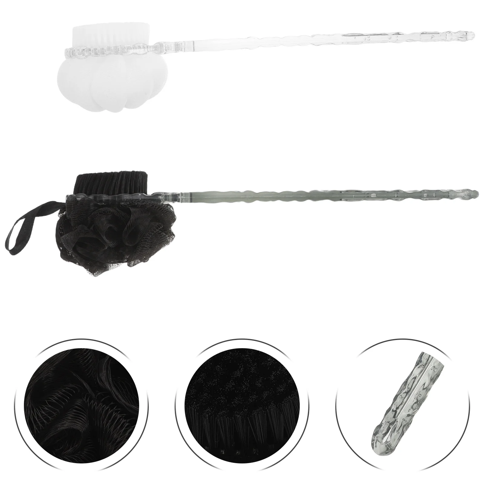 

2pcs Ice Texture Bath Back Scrubber Long Handle Dual Side Loofah For Deep Exfoliation Shower Cleaning Tool For Men Women