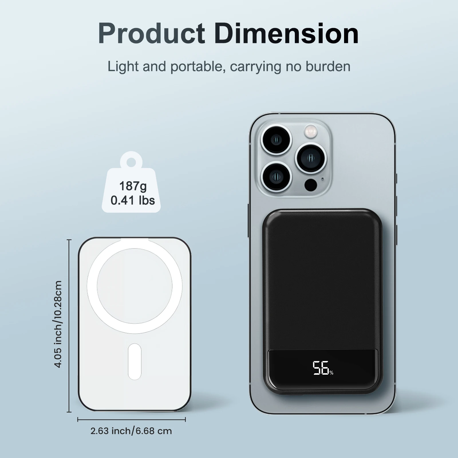 Cargador portátil inalámbrico magnético, Banco de energía de 10000mAh PD20W, pantalla LED integrada para iPhone 16/15/14/13/12/Pro/Mini/Pro Max