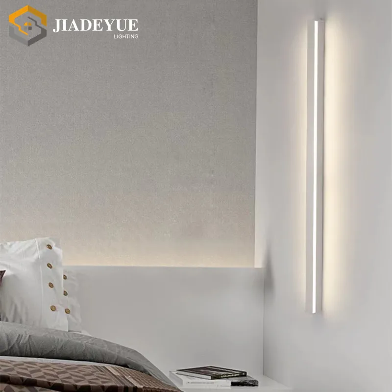 Lampu dinding panjang garis minimalis Nordic lampu dinding interior ruang tamu samping tempat tidur led putih