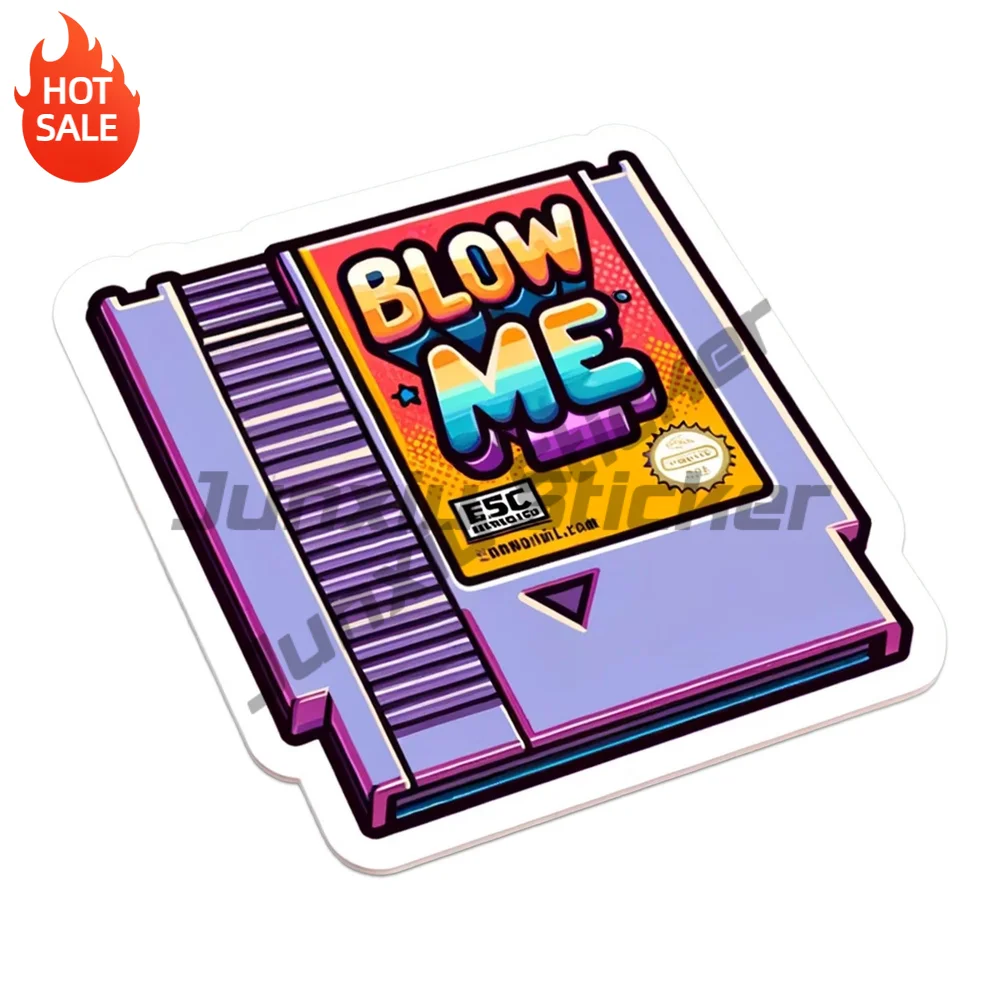 Retro Blow Me Game Cartridge Vinyl Car Sticker Waterproof Decal for Car Window and Laptop Decorative Graphic