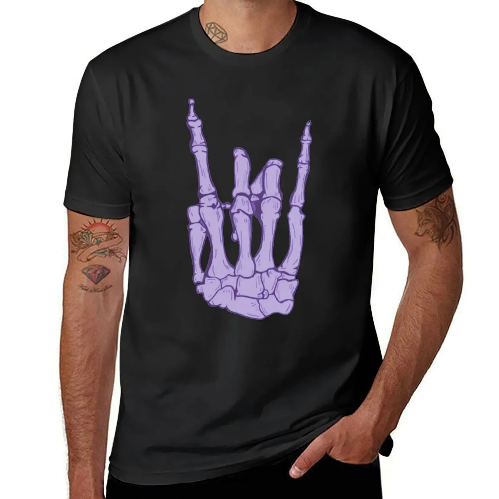 Skeleton hand Lilac T-Shirt aesthetic clothes for a boy anime clothes sublime mens graphic t-shirts hip hop