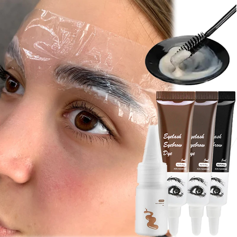 Professional Henna Eyelash Eyebrow Dye Tint 15-minute Fast Tint Easy Dye Gel Eyelash Brown Black Color Tint Kit