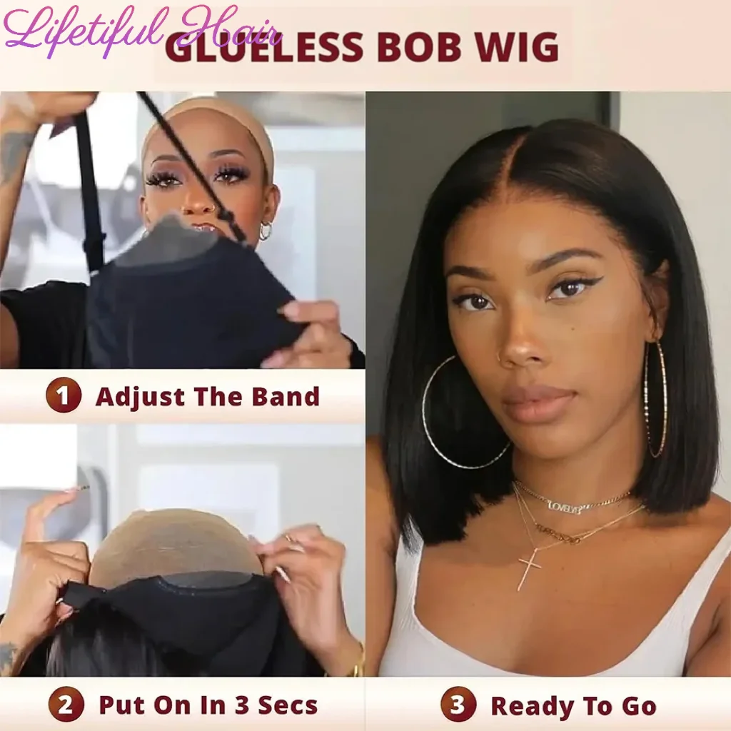 Glueless Bob Wigs Human Hair Ready To Wear 4x4 Lace Closure Wig Human Hair Wig Fast Delivery Straight Human Hair Wigs Glueless